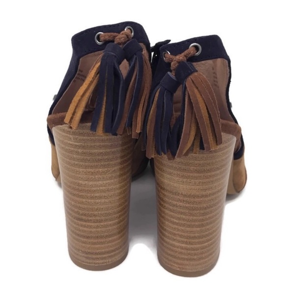 HALOGEN Navy Camel Willow Heeled Sandals Size 9 - Picture 7 of 8
